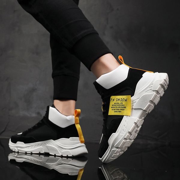 

lzj men fashion casual shoes outdoor comfortable sneakers 2018 new autumn winter popular hight-walking shoes high quality, Black
