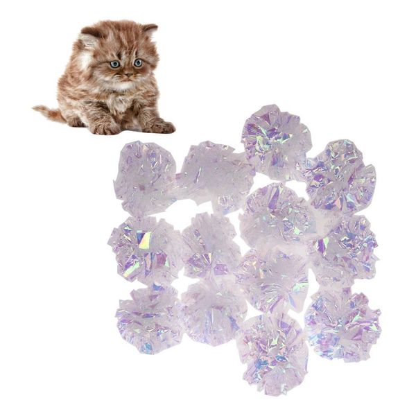 1 / 12pcs Cat Mylar Crinkle bolas grandes de plástico Balls Crinkle Paper Anel Crackle Bola Som Cat brinquedo interativo Kitten Pet Jogar Brinquedos