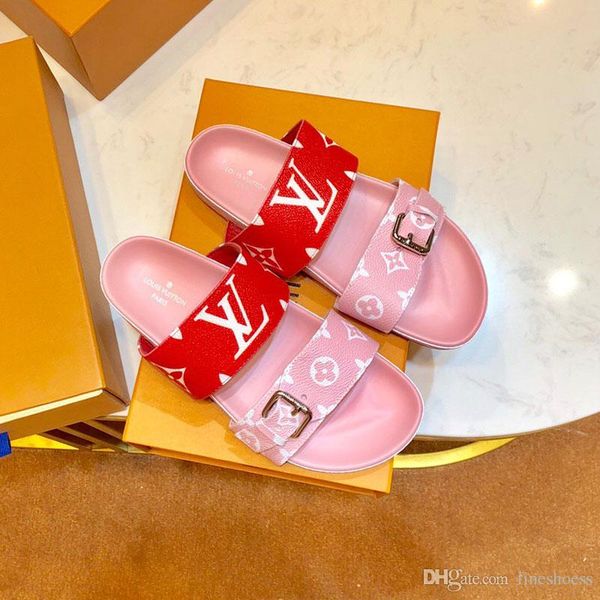 

fashion luxury women flip flops superstars print real leather flat sandals for women classic casual shoes sand drag with box 2020 new, Black
