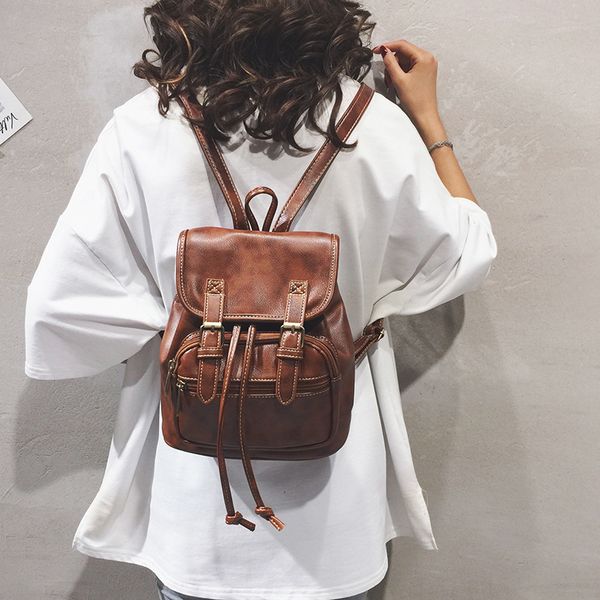 

2020 new women's backpack korean retro lady backpack fashionable simple