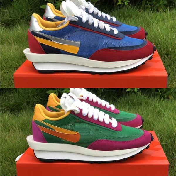 

authentic sacai x ldv waffle ldwaffle daybreak men women casual shoes pine green clay orange del sol -sail bv0073 -301 sneakers sports 5 -12, Black