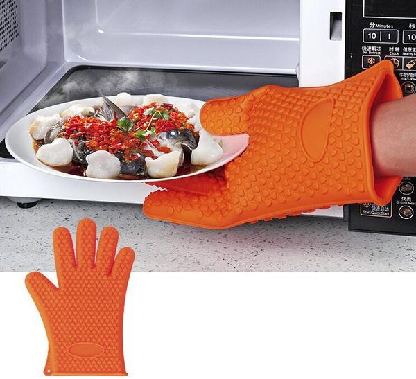 

silicone barbecue oven glove arrival food grade heat resistant thick cooking bbq grill glove kitchen new oven mitt baking glove lxl828-1