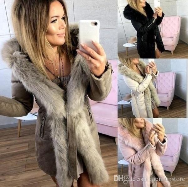 

winter fur повседневная женщины куртки päike твердая проектировщик теплая куртка, Black;brown