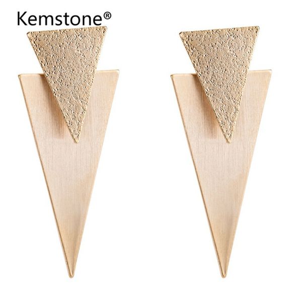

kemstone fashion geometric triangle long earrings for women fashion jewelry gold & silver color big female earrings gift, Golden