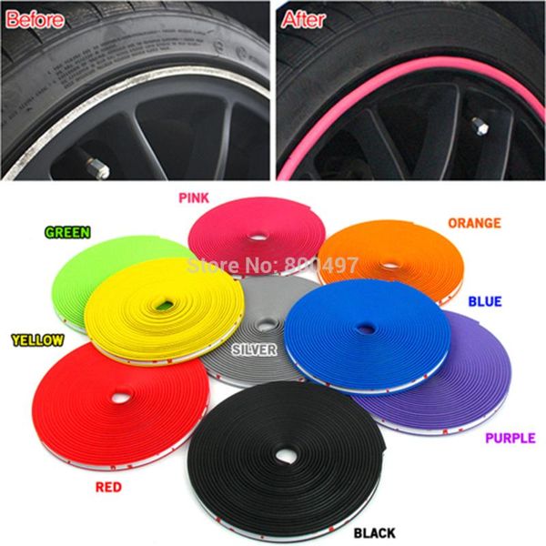 

8m / lot new car styling auto accessories car wheel rim wheel ring tire wheelprotector fashion and beauty rims protector