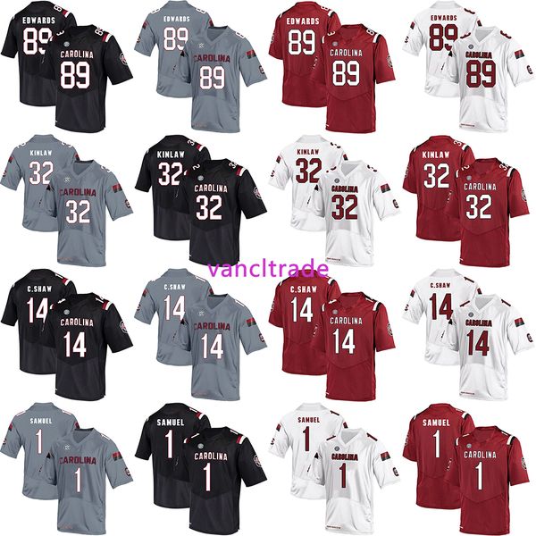 

2019 футбол ncaa южной каролины у gamecock 89 брайан эдвардс 32 калеб кинло 14 коннор шо 1 deebo самуил майки, Black;red