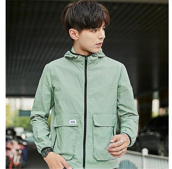 

fashion designer solid color jackets hooded long sleeve mens coats spring mens outwear with zipper, Black;brown