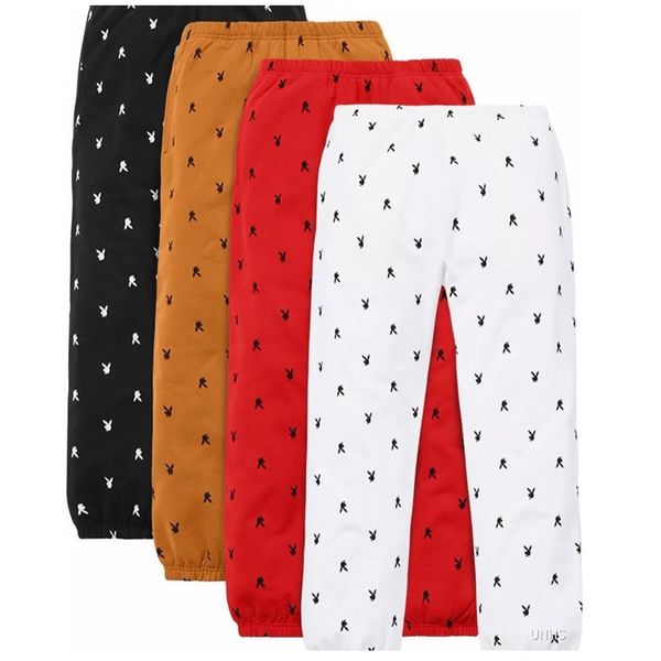 

15fw box logo x playboy rabbit pants long pants jogger pants trousers fashion men women couple fashion sport sweatpants unhs6214, Black