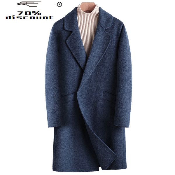 

men's wool & blends coat double-sided long man jacket alpaca mens coats and jackets windbreaker abrigo hombre 846 kj2405, Black