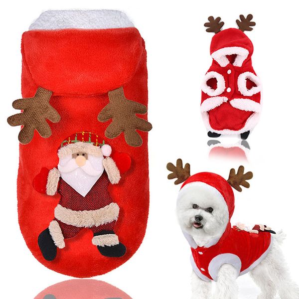 

comfortable santa dog cat costume santa elk dog costume christmas pet puppy hoodie coat clothes xmas holiday kitten cat clothing