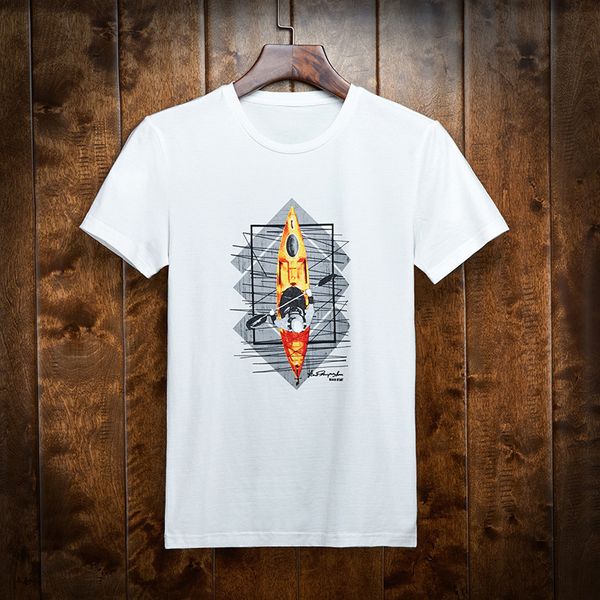 

new style men's short-sleeved t-shirt men's t-shirt printed youth wear, White;black