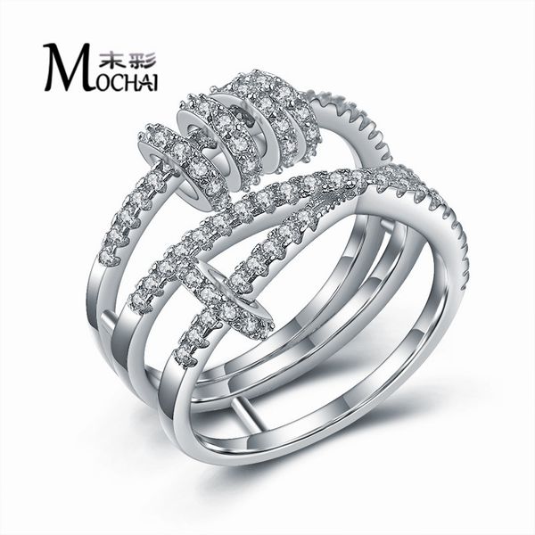 

european and american style creative can rotate the ring multi-layer ring micro-inlaid zircon for women jewelry zk40, Silver