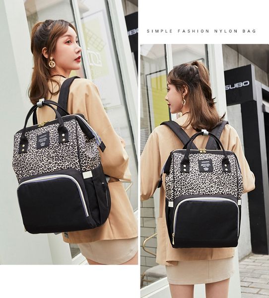 

brand mummy backpacks leopard mummy nursing bags multi-function diaper bags outdoor diaper nappy handbags travel baby care bags yw3425q