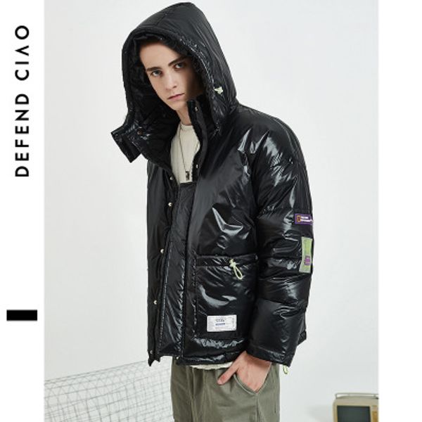 

mens designer down coat luxury badge sticker thick clothes brand casual warm hooded jackets winter outdoor streetwear for wholesale, Black