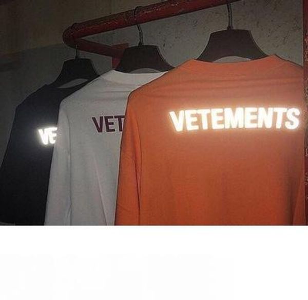 

19ss vetements 3m reflective logo t-shirt hip hop street skateboard tee men women casual fashion classic short sleeves summer, White;black