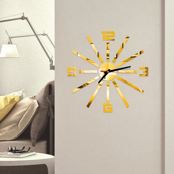 

3d wall clock big acrylic mirror clock sticker design living room accessories decoration house on the wall