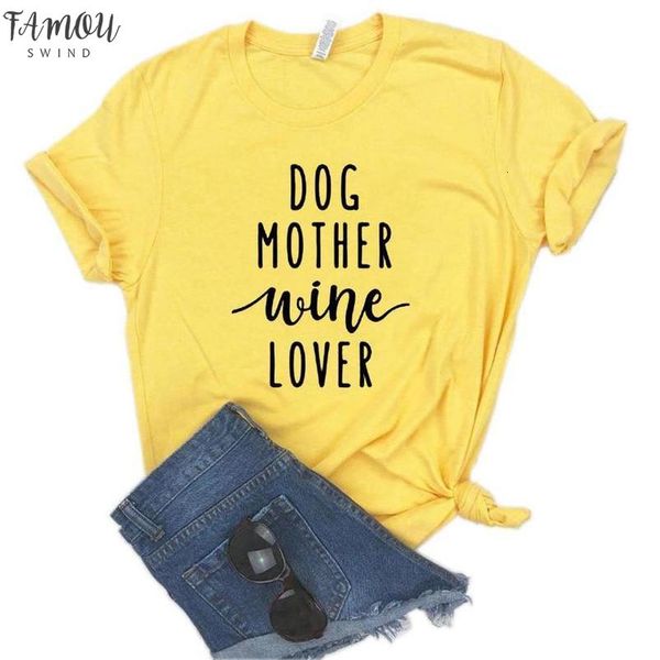 

dog mother wine lover print women tshirt cotton funny t shirt gift for lady yong girl street 6 colors 19, White