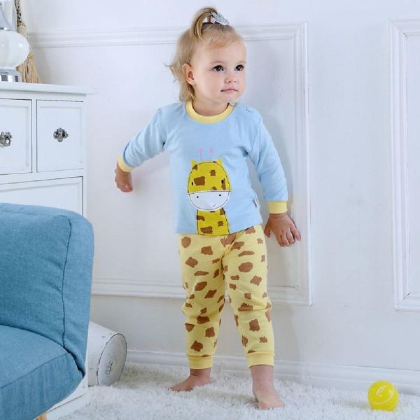 

2 шт. / компл. дети мальчики девочки одежда набор домашней одежды мягкий мультфильм с длинным рукавом дети топы хлопок + брюки детская одежд, White