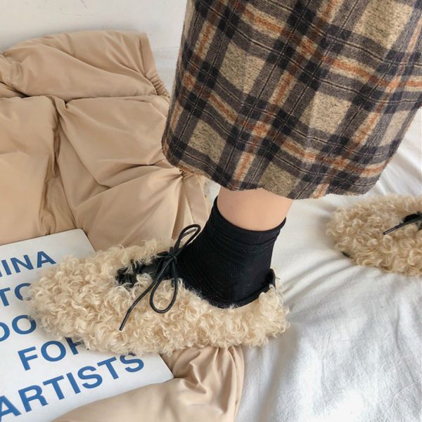 

new fashion winter women shoes bandage peas shoes female wear wild warm lazy a pedal casual plush u12-97, Black