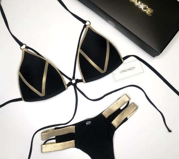 

designer bikini swimwear for women 2019 new bikinis push up paded bronzing swumsuit strapless geometric women beachwear bathing suit, White;black