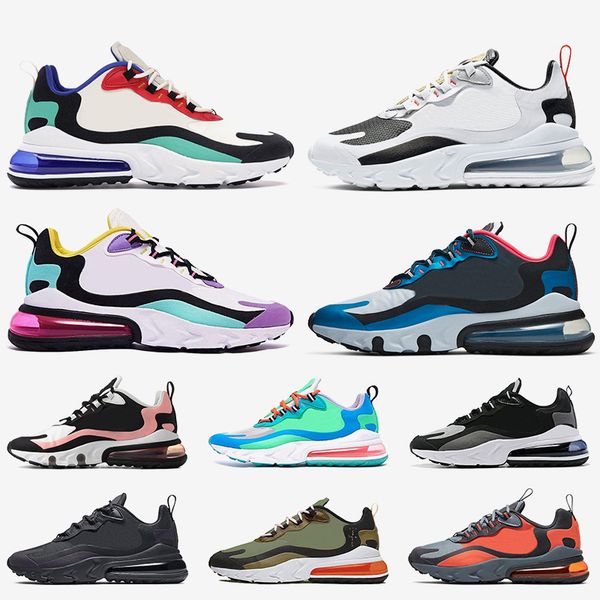 

wholesae 270 react running shoes for men women sports sneakers bauhaus right violet metallic gold script 27c tennis trainers, White;red