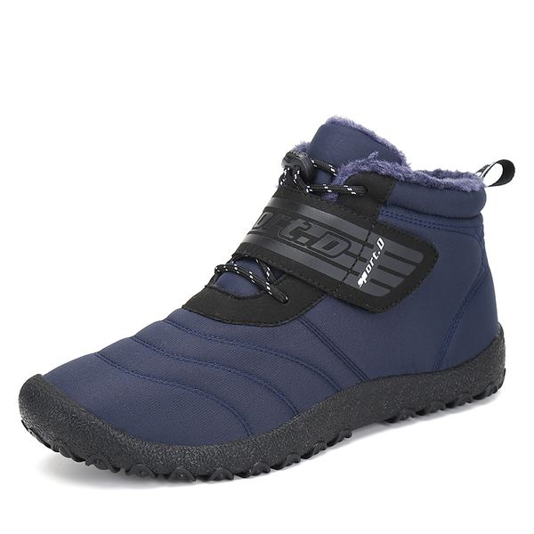 

christmas winter boots men ankle warm snow boots outdoor waterproof man casual shoes anti-skid flat shoes botas hombre, Black