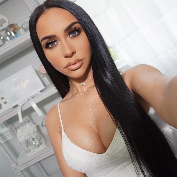 

brazilian short front lace humana hair wigs for women remy hair straight hd lace front wigs pre plucked hairline black woman