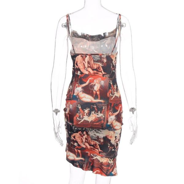 

printed backless pleated dress, Black;gray