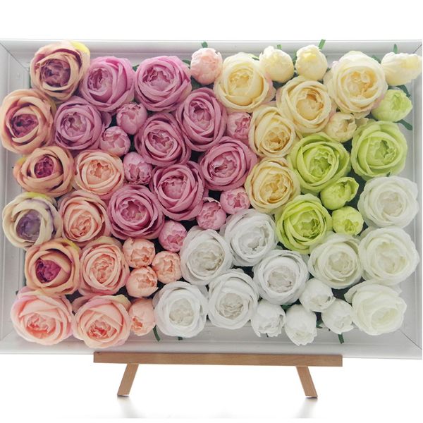 

10pcs 10.5cm artificial silk roses flower heads diy wedding wall arch road lead fake flowers home garden decoration accessories