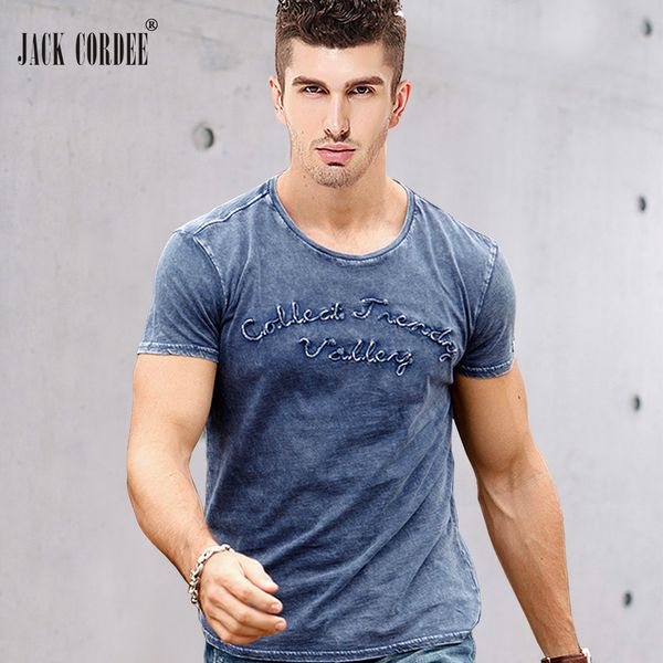 

Jack Cordee Fashion T Shirt Men Letter Embroidered 100 %Cotton Tee Shirt Slim Short Sleeve Tshirt O -Neck Tops Brand T -Shirt Men