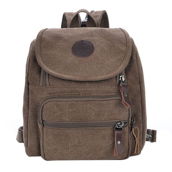 

fashion canvas women backpack school bag small student bag female shoulder bag, brown