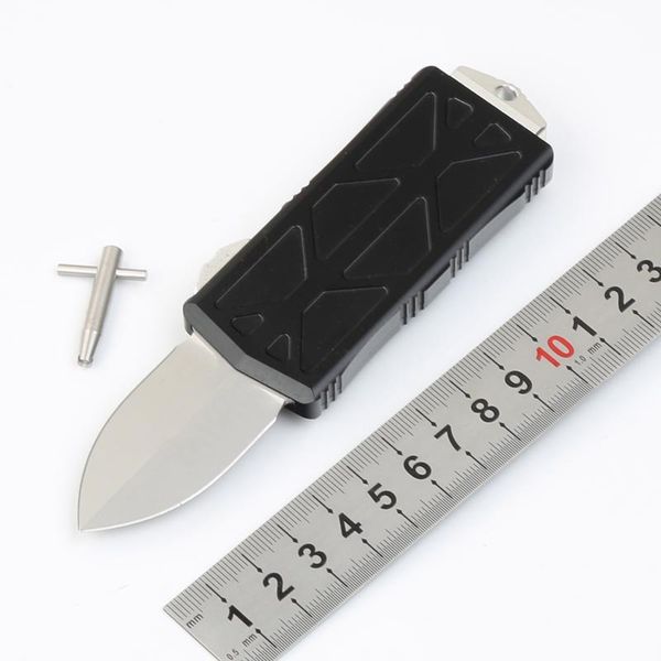 

1Pcs High End Mini Малого Авто Тактического нож D2 Double Edge Копье Точка Titanium лезвие CNC T6061 Ручка EDC Ножи с ремонтным инструментом