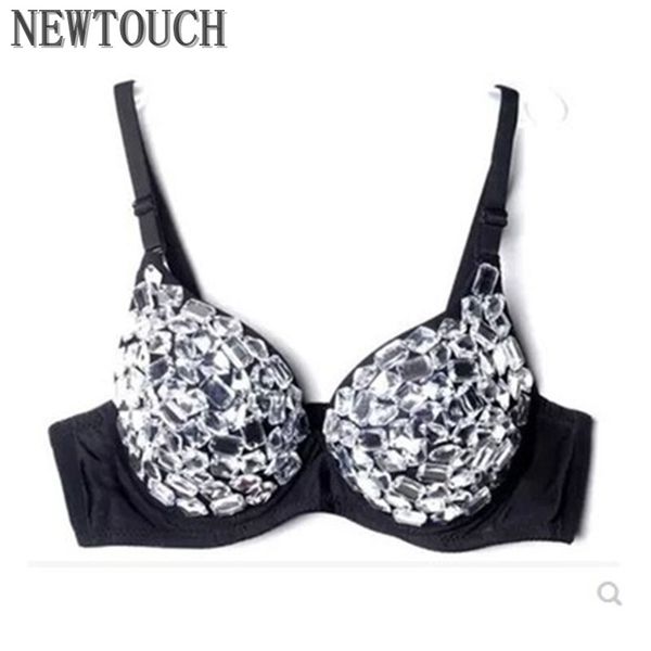 

stage wear bra female singer rhinestone dance fashion big stretch costume, Black;red