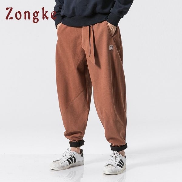 

zongke chinese style cashmere harem pants men sweatpants man casual vintage pants men hip hop streetwear pants 2019 spring new y19073001, Black