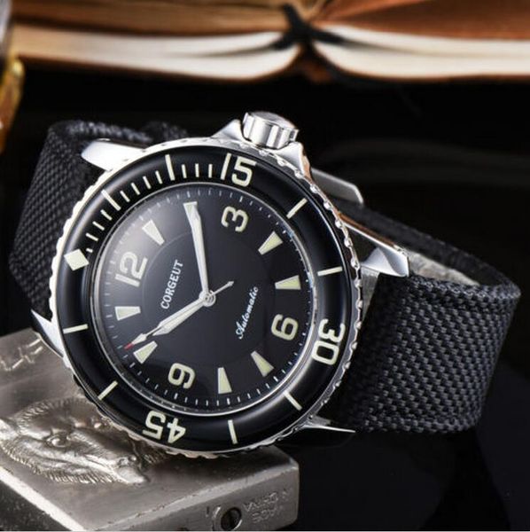 

new 45mm corgeut black dial ordinary glass luminous diving automatic wristwatch brand, Slivery;brown