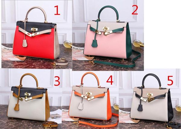 

2019 new 25cm 28cm brand totes k bag two-tone many colors genuine leather cowhide shoulder bags lady handbag ing