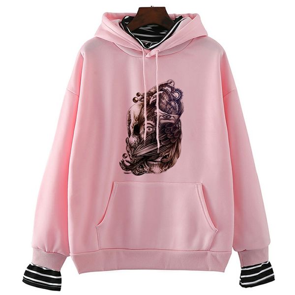 

skull eagle new harajuku gothic female pullover print long sleeve & 90s fashion casual hoodie women clothing sweatshirts, Black