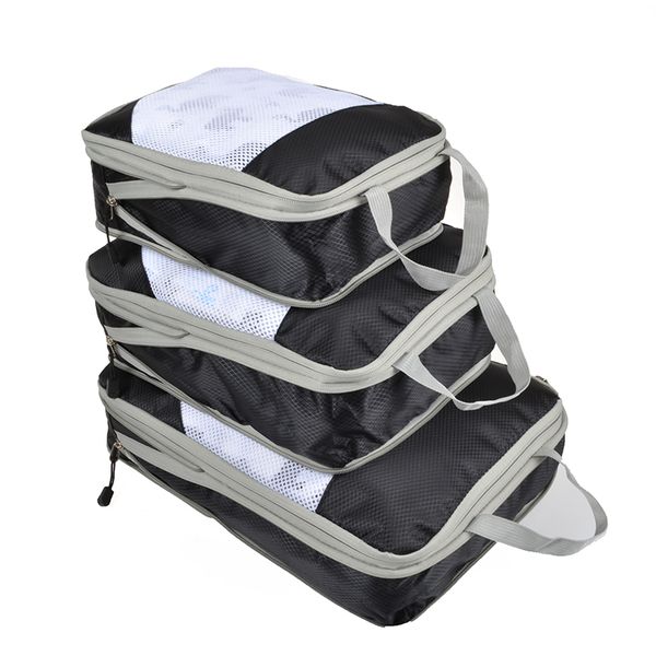 

qinyin handy compression packing cubes 3pcs/set travel bag storage organizer set bags shoe luggage suitcase clothes organizer