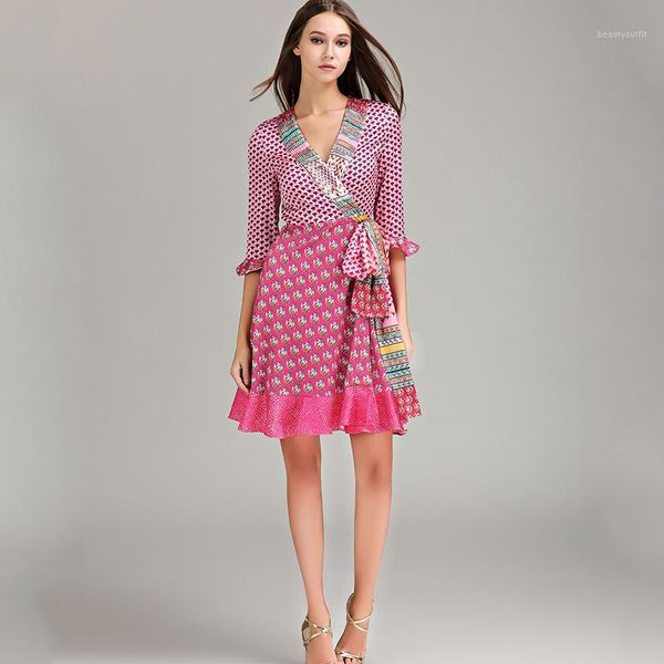 

european american style fashionable&2018 spring summer print flare sleeve ruffles prairie chic dress s-xxxl1, White;black