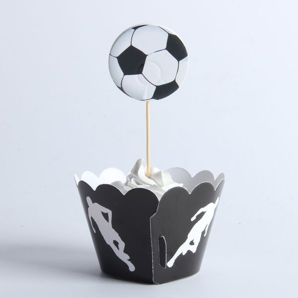 

24pcs / lot the football world paper cupcake wrappers ers for kids party birthday decoration cake cups (12 wraps + 12 er other event