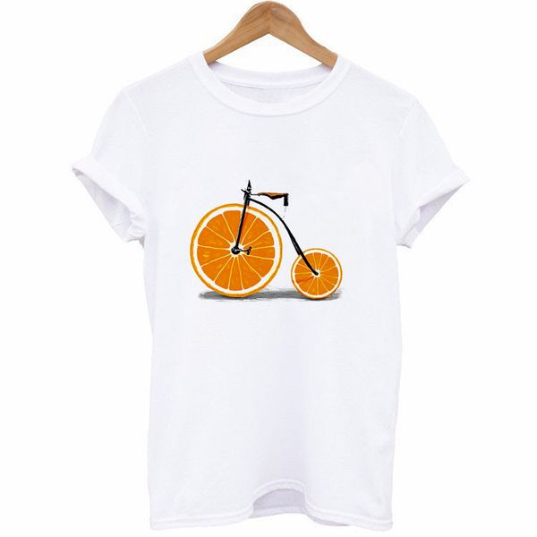 

new short sleeve orange pattern t-shirt printing fashion clothes, White