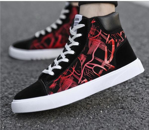 

new mens designer shoes autumn high-upper men's shoes, students'canvas shoes men's leisure winter wholesale board shoes, Black