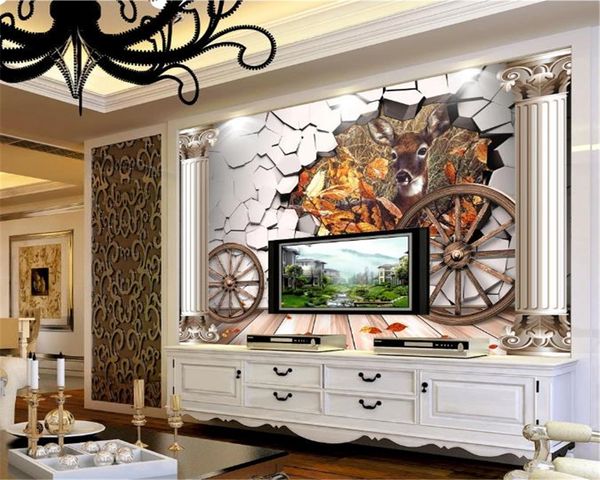 

3d wallpaper mural of living room fantasy palace deer cafe tooling background digital printing hd decorative beautiful wallpaper