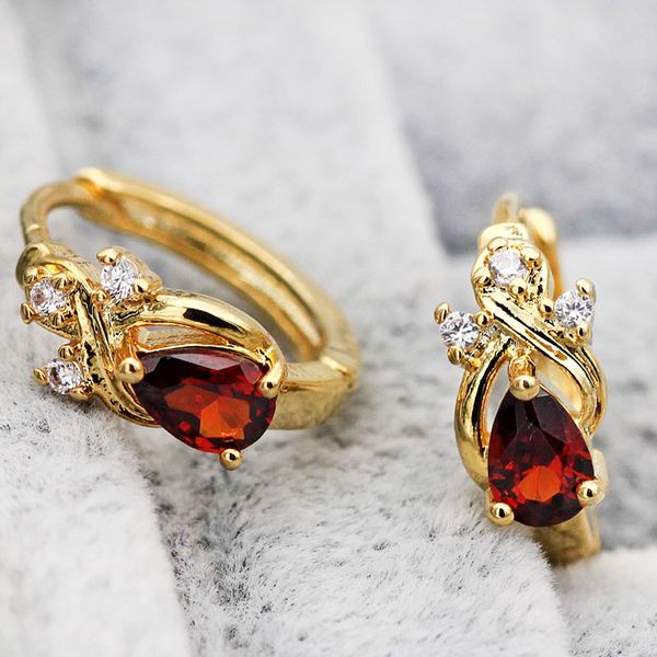 

new statement luxury jewelry earrings women fashion elegant hoop earrings water drop ruby zircon gold hoops obs1911, Golden;silver