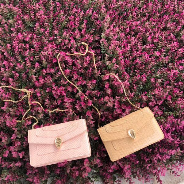 

european station lizard snake head chain bag women 2020 new small square bag female cross body snake skin pattern