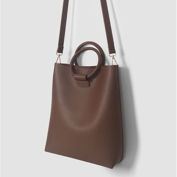 

casual vintage buckets bag for women designer round handle handbags luxury pu shoulder crossbody bags large capaciry purses 2019