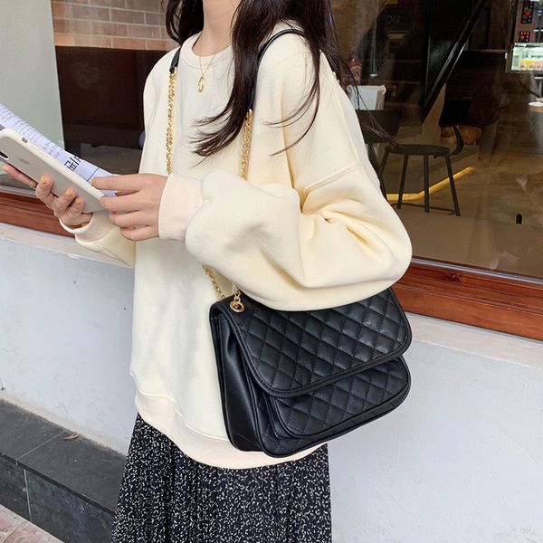 

fashion chain women shoulder bag diamond pattern female messenger bag brand design black sling for ladies handbag bolsa