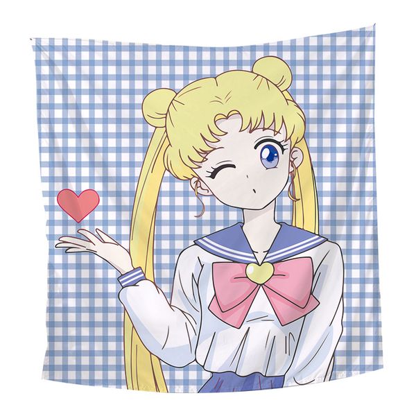 

red live background cloth sailor moon hanging cloth ins-style wall covering girl heart decorative tapestries barrier door curtain