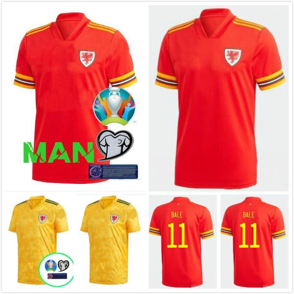 

2020 wales soccer jersey 20 21 man + kids bale allen james ben davies wilson camisetas national team home wales football shirt, Black;yellow