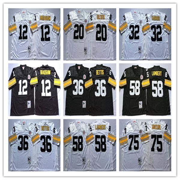 

Ncaa ell jer ey 12 terry brad haw 20 rocky bleier 32 franco harri 36 jerome betti 58 jack lambert 75 joe greene men titching jer ey